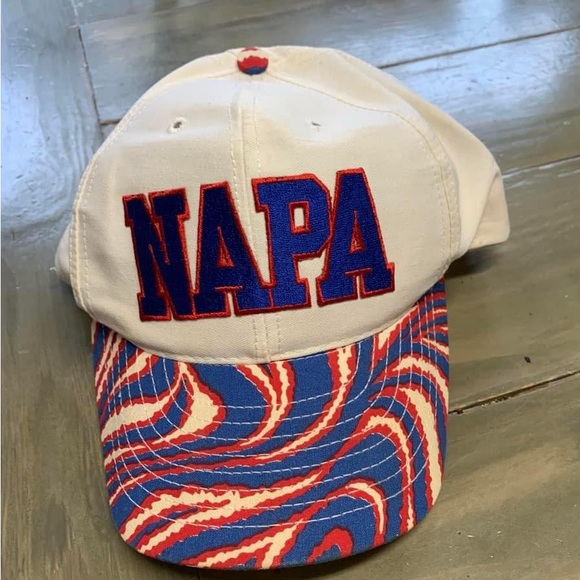 Vintage 80/90s OS Napa Auto Parts red/blue Embroider logo patch SnapBack cap - Picture 1 of 5